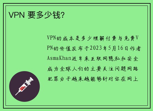 VPN 要多少钱？